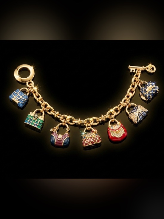 St. John Jewelry - #288 St John Gold-tone Enamel Purse Charm Bracelet